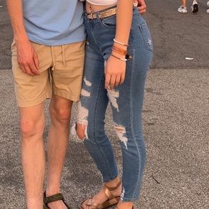 Blue Spice Ripped Skinny Jeans